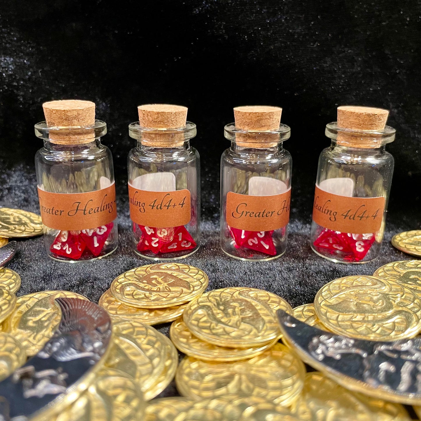 Dungeons and Dragons Healing Potions Dice - 4 Bottle Sets