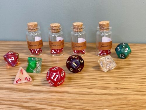 Dungeons and Dragons Healing Potions Dice - 4 Bottle Sets