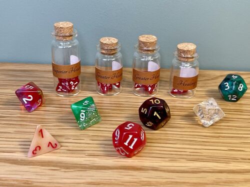 Dungeons and Dragons Healing Potions Dice - 4 Bottle Sets