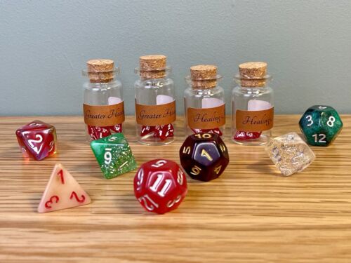 Dungeons and Dragons Healing Potions Dice - 4 Bottle Sets