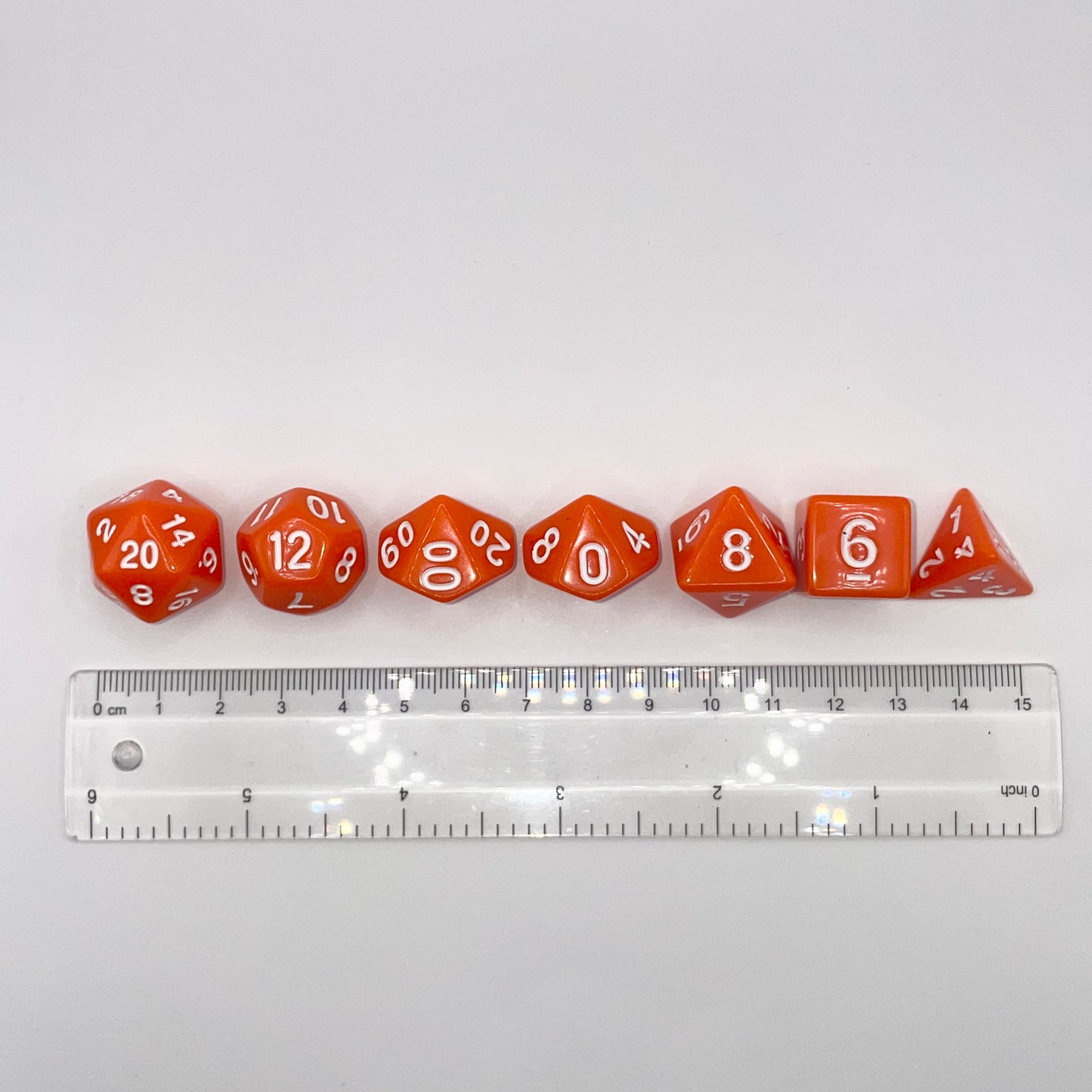 Orange Acrylic Polyhedral Dice Set