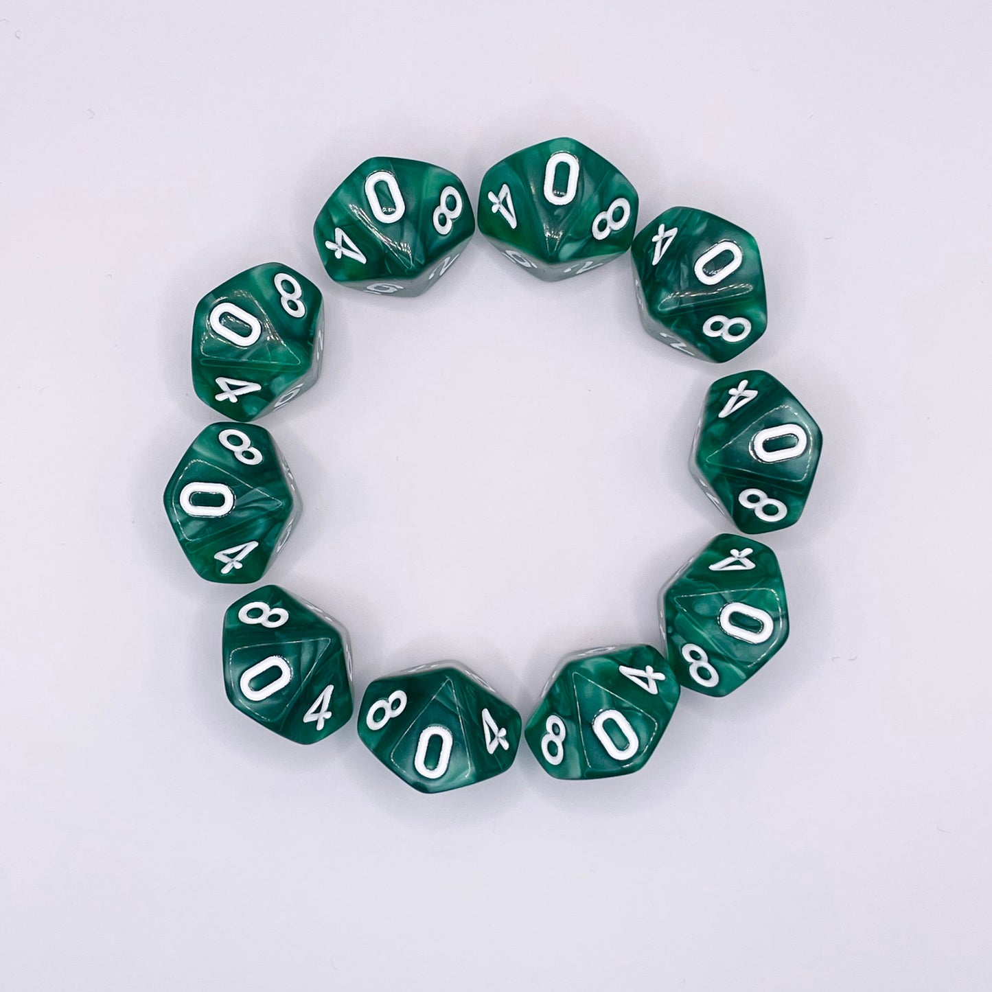 10 Piece Green Shimmer Acrylic d10 Set