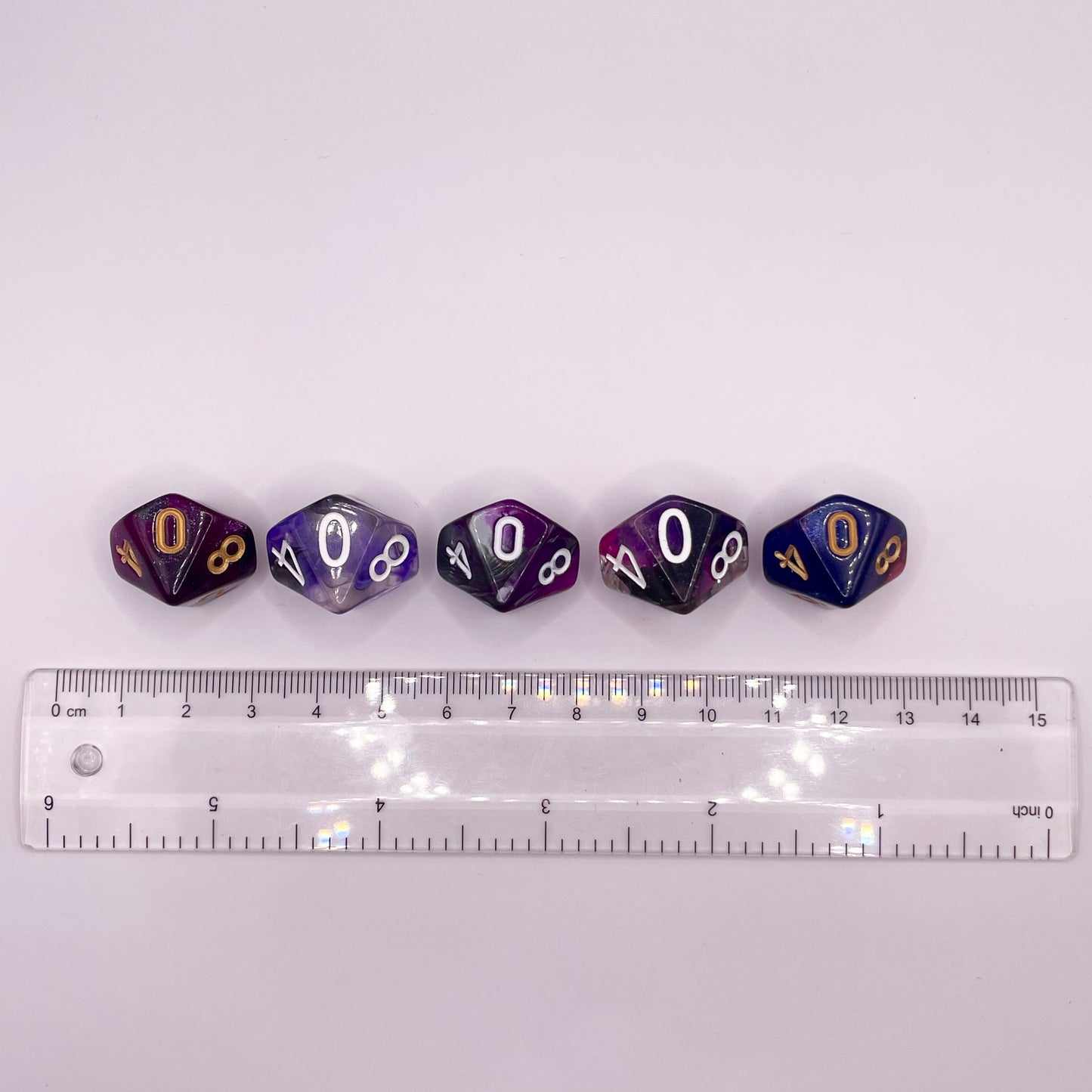 Purple Darkness Mixed Acrylic d10 Dice Booster Set