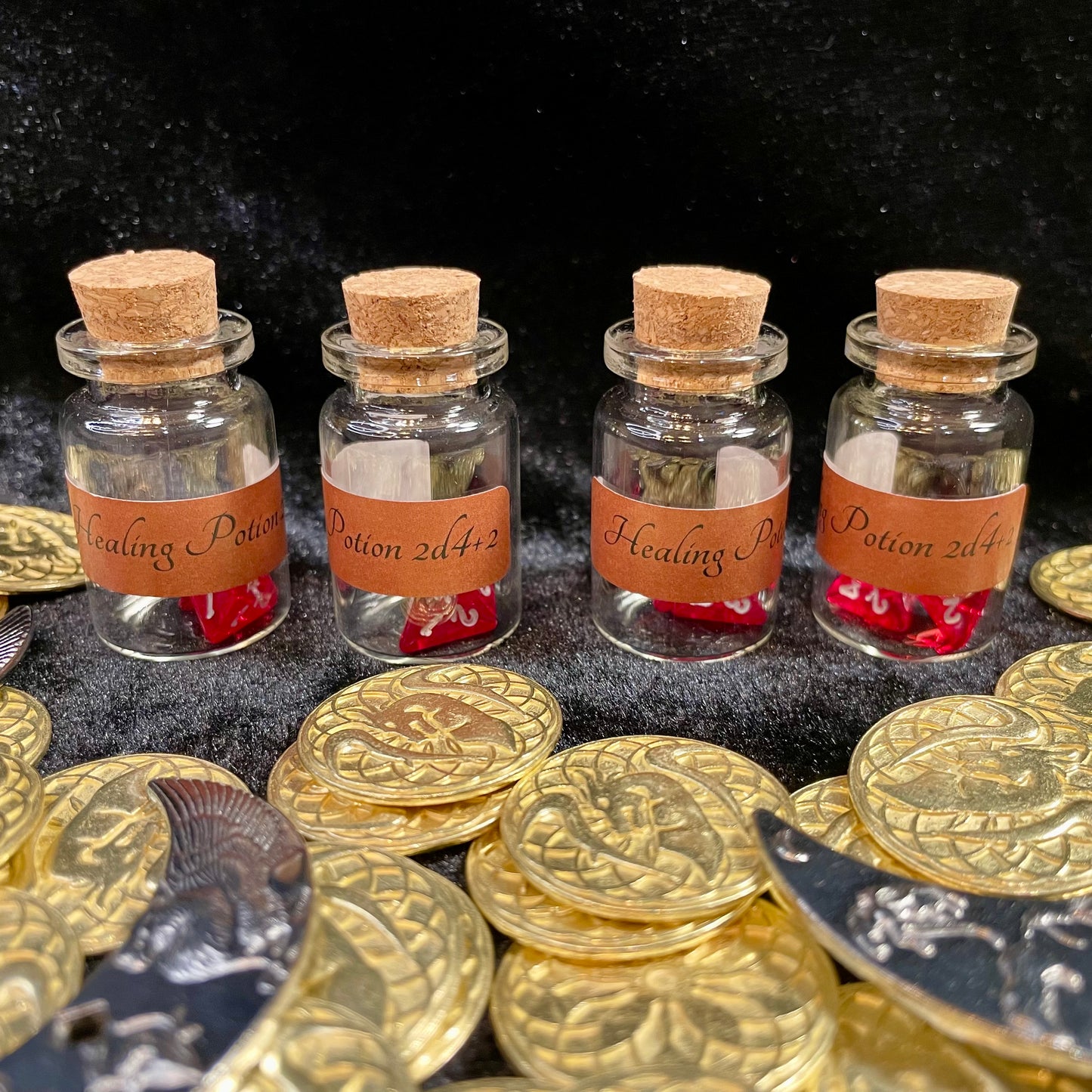 Dungeons and Dragons Healing Potions Dice - 4 Bottle Sets