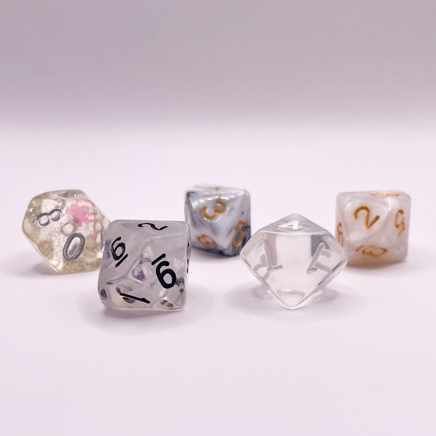 Sumptuous Snow Mixed Acrylic d10 Dice Booster Set