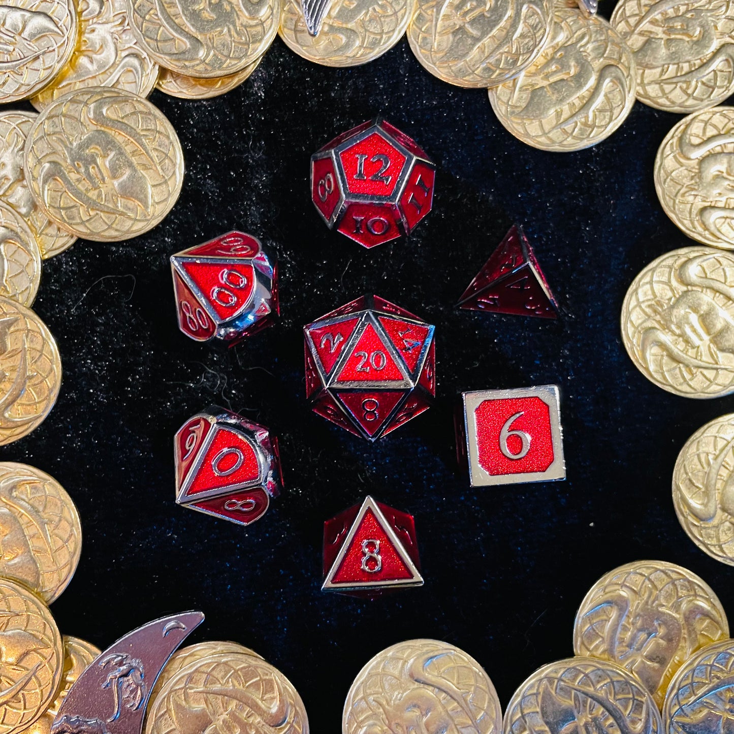 Ruby Red and Silver Metal Polyset