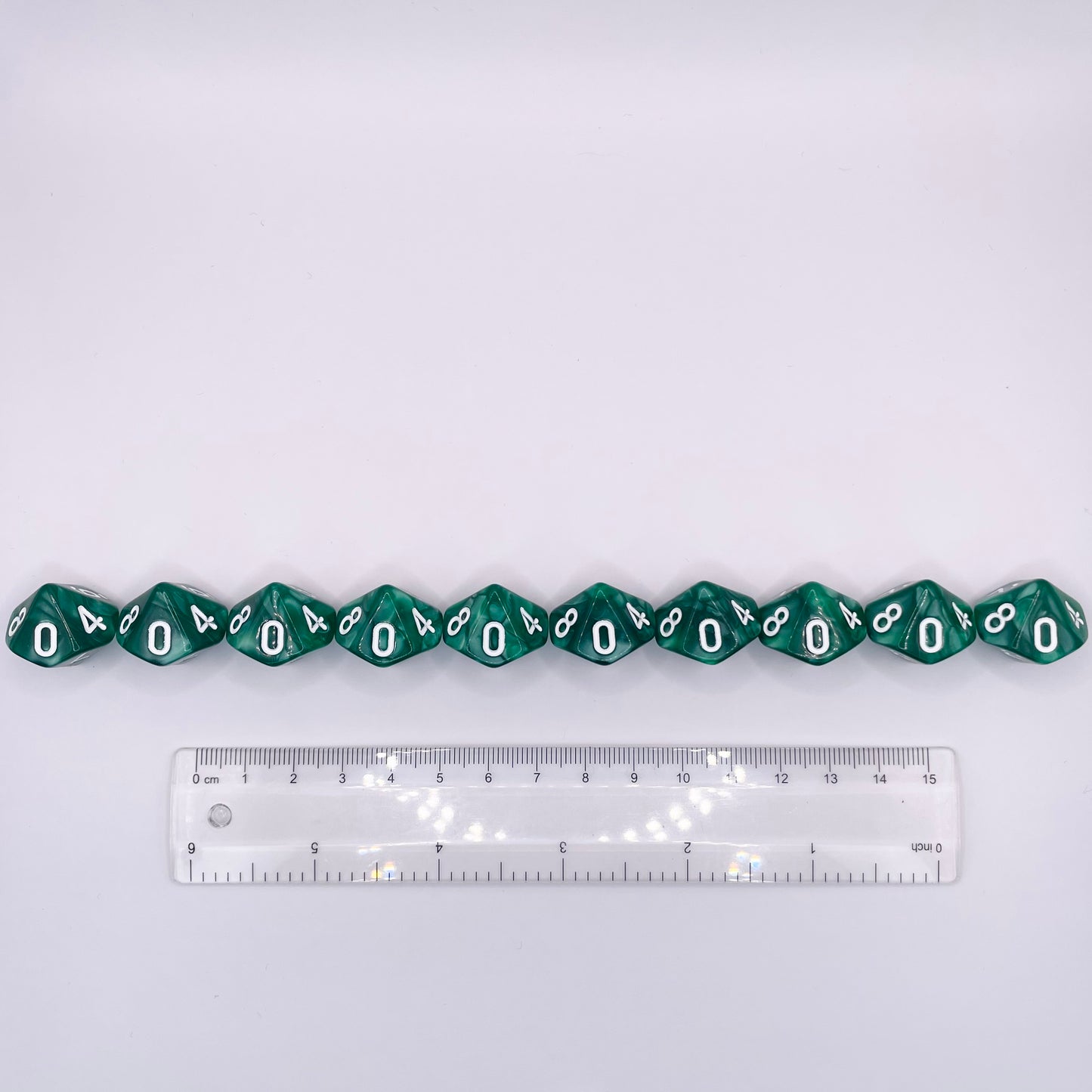 10 Piece Green Shimmer Acrylic d10 Set