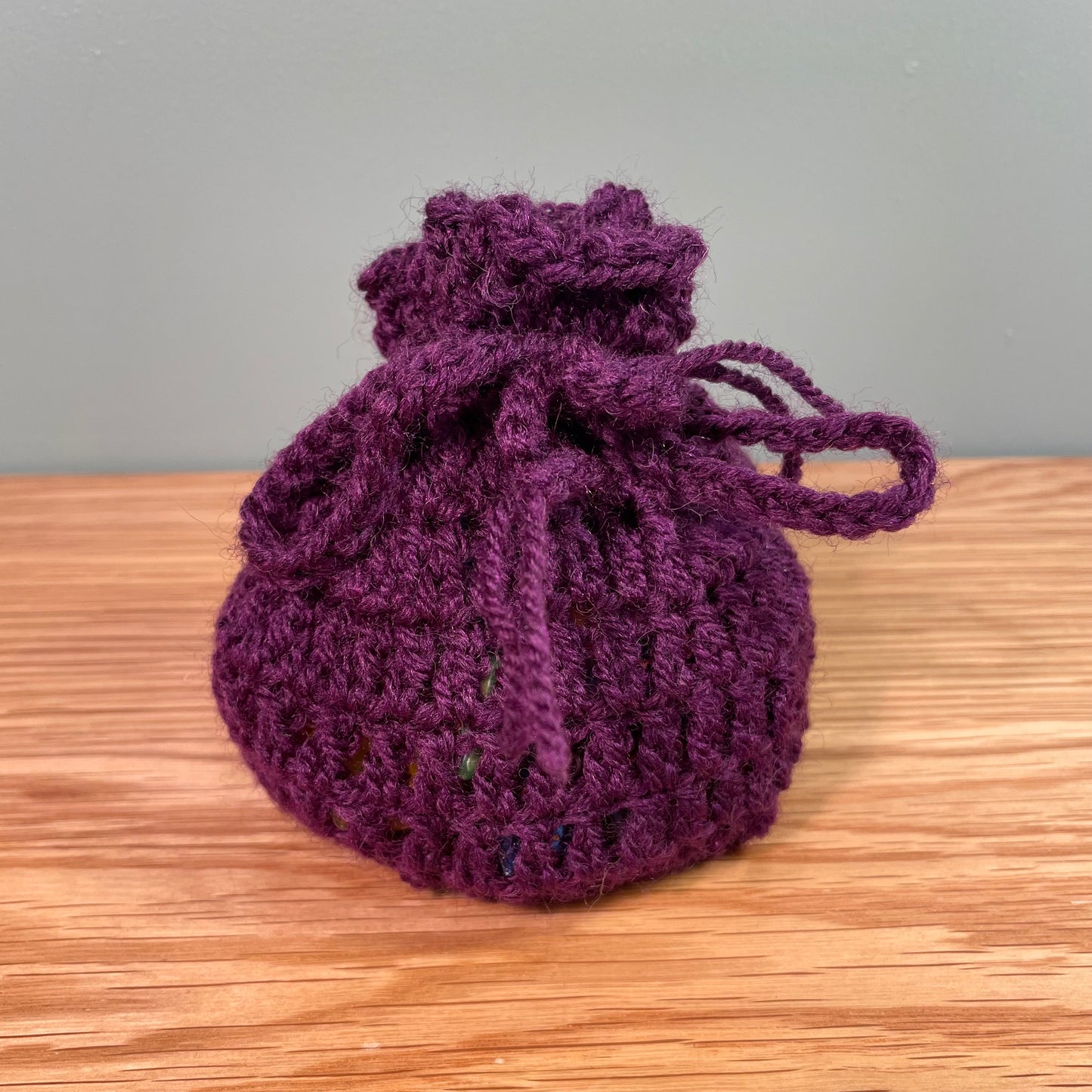 Purple Crochet Dice Pouch