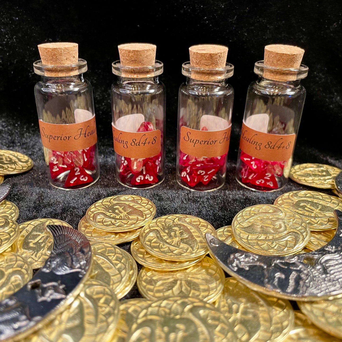 Dungeons and Dragons Healing Potions Dice - 4 Bottle Sets