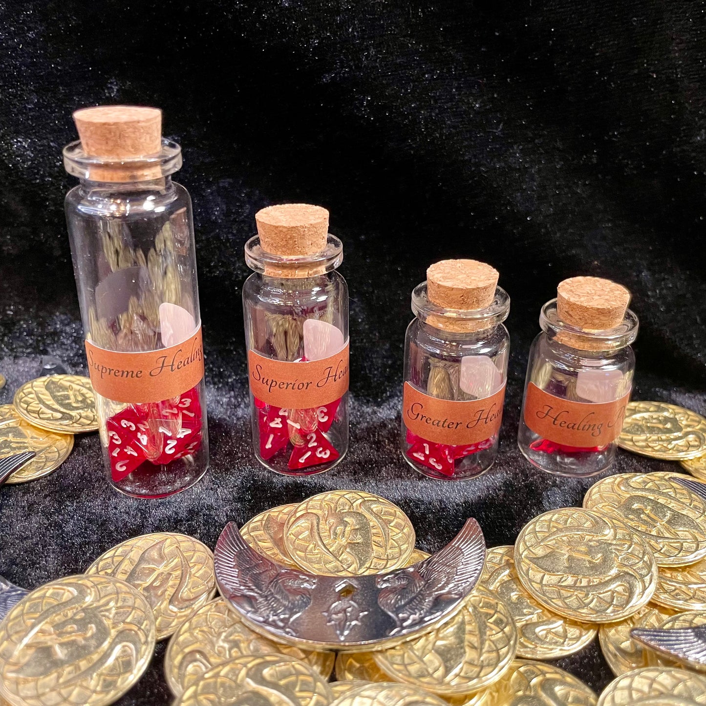 Dungeons and Dragons Healing Potions Dice - 4 Bottle Sets