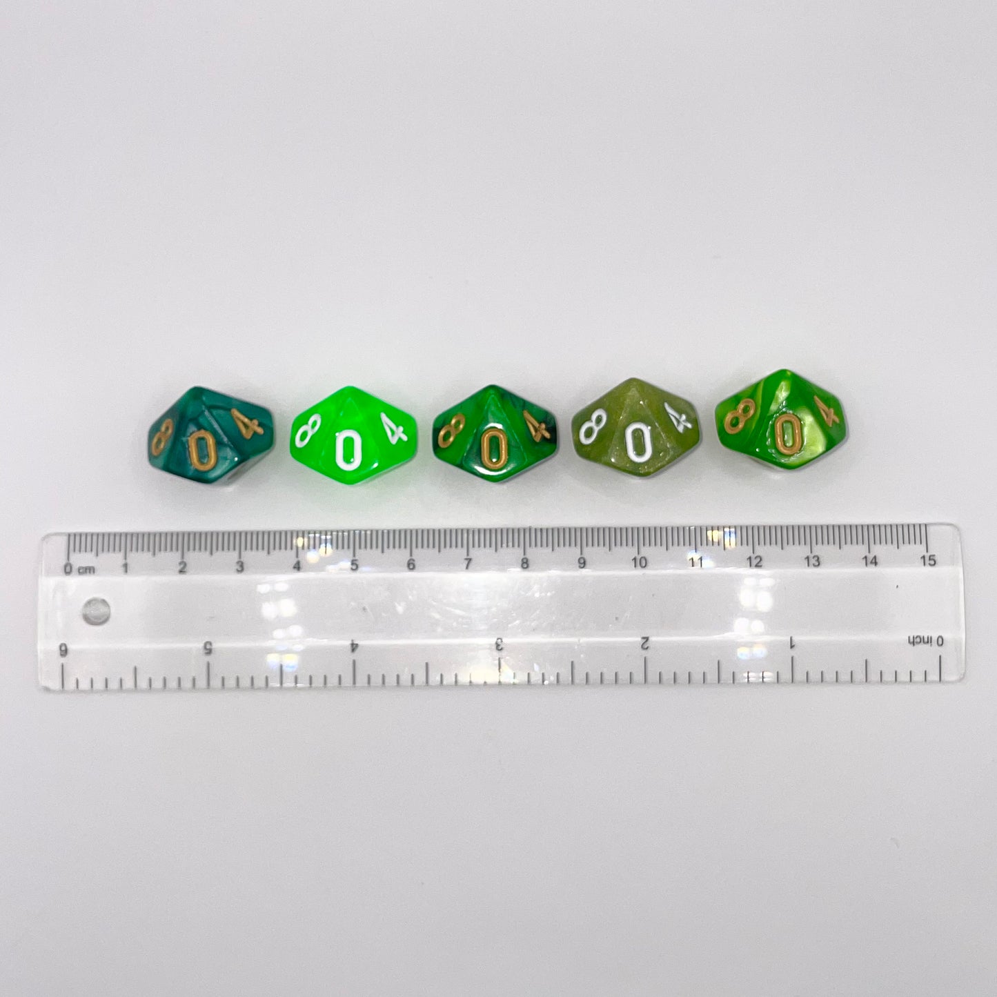 Emerald Greatness Mixed Acrylic d10 Dice Booster Set