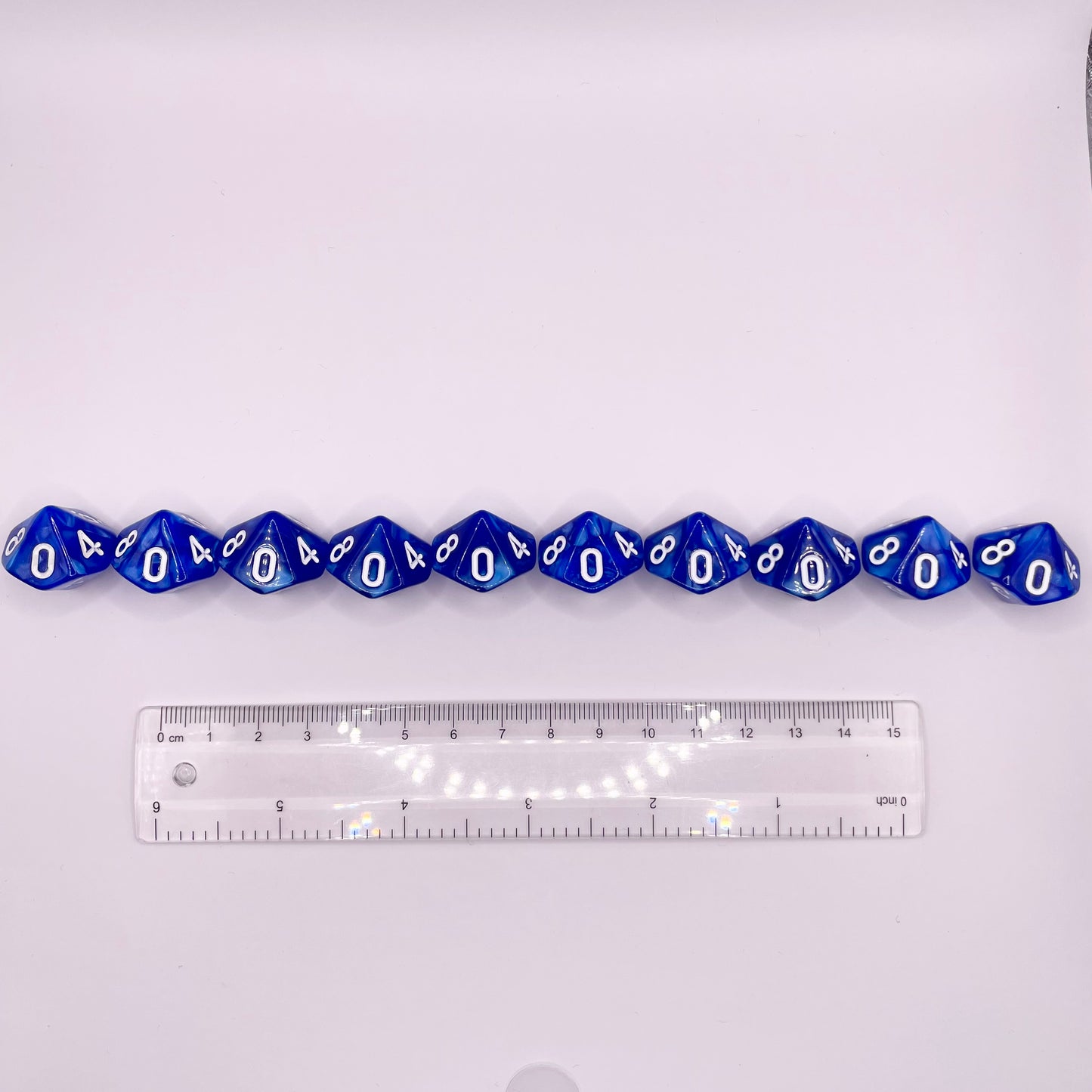 10 Piece Blue Shimmer Acrylic d10 Set