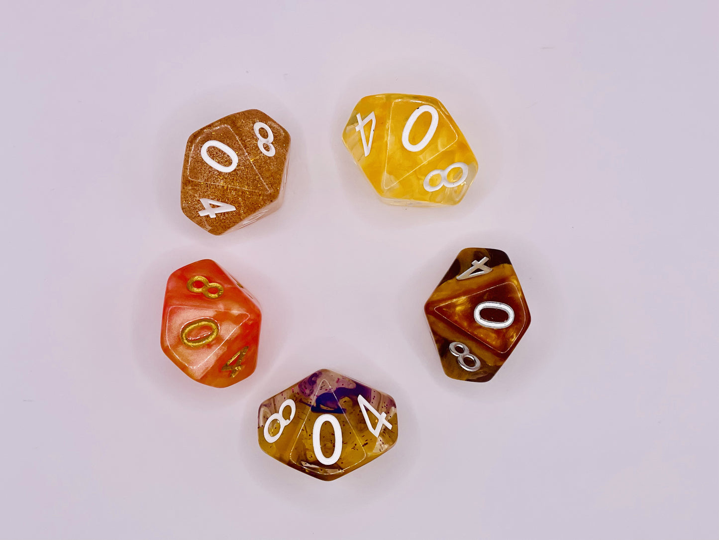 Golden Rolling Mixed Acrylic d10 Dice Booster Set