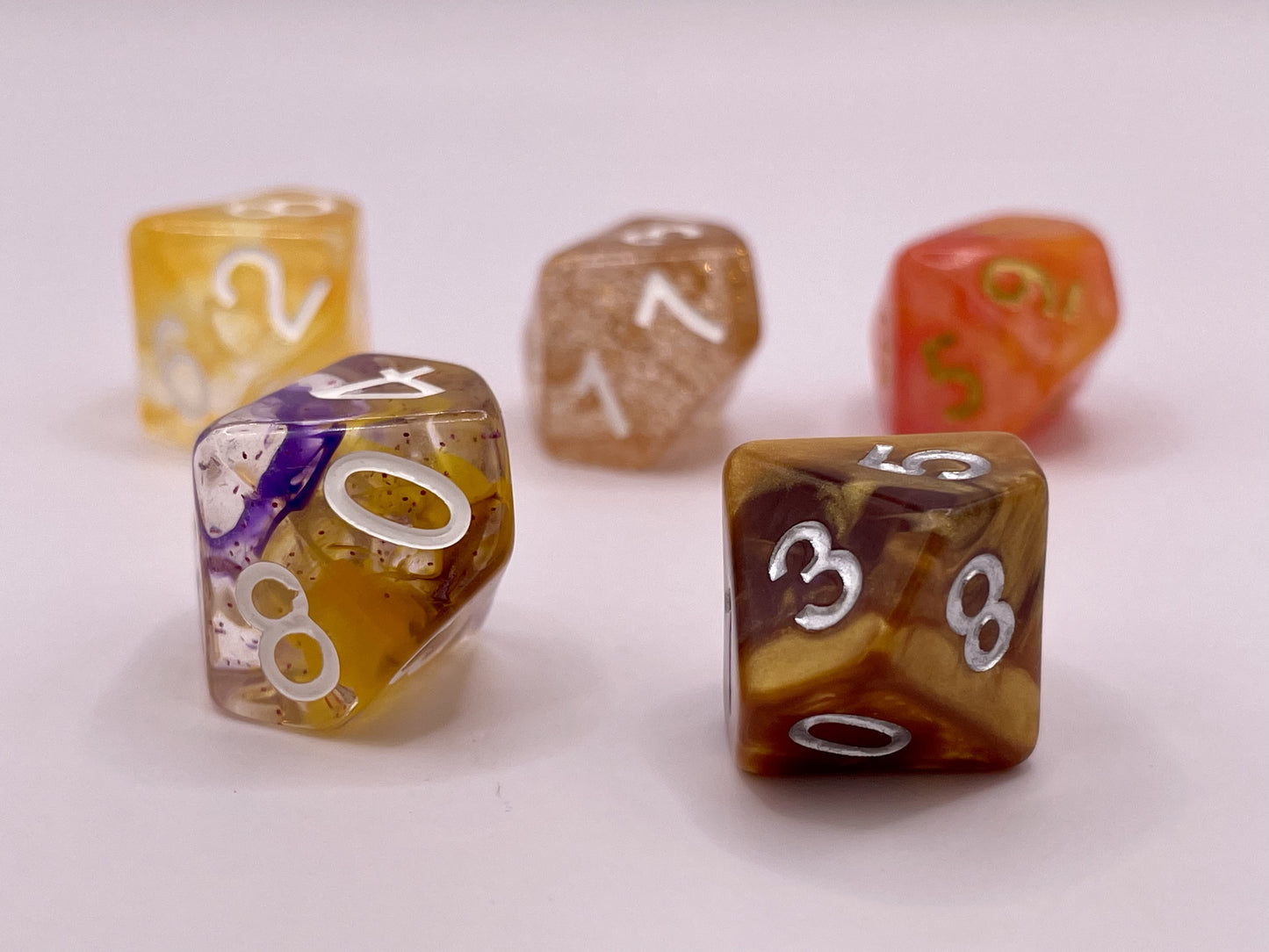 Golden Rolling Mixed Acrylic d10 Dice Booster Set