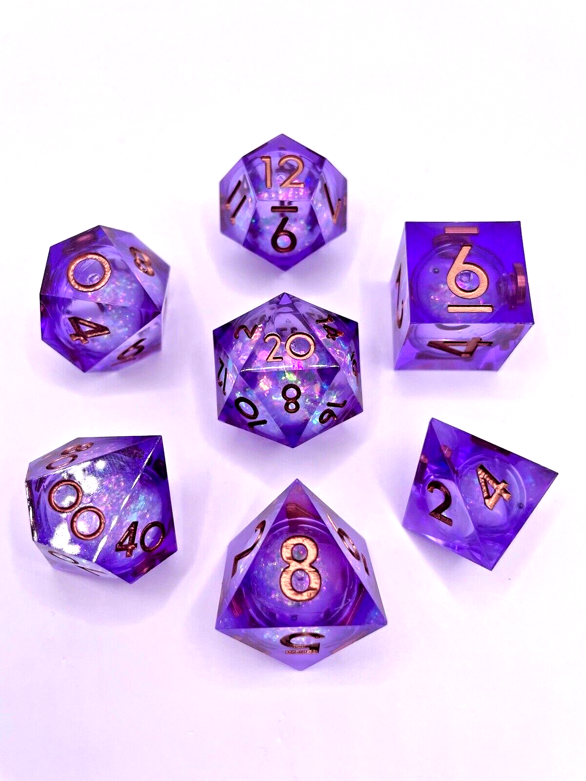 Sharp Edge Liquid Core Purple Glitter Polyset
