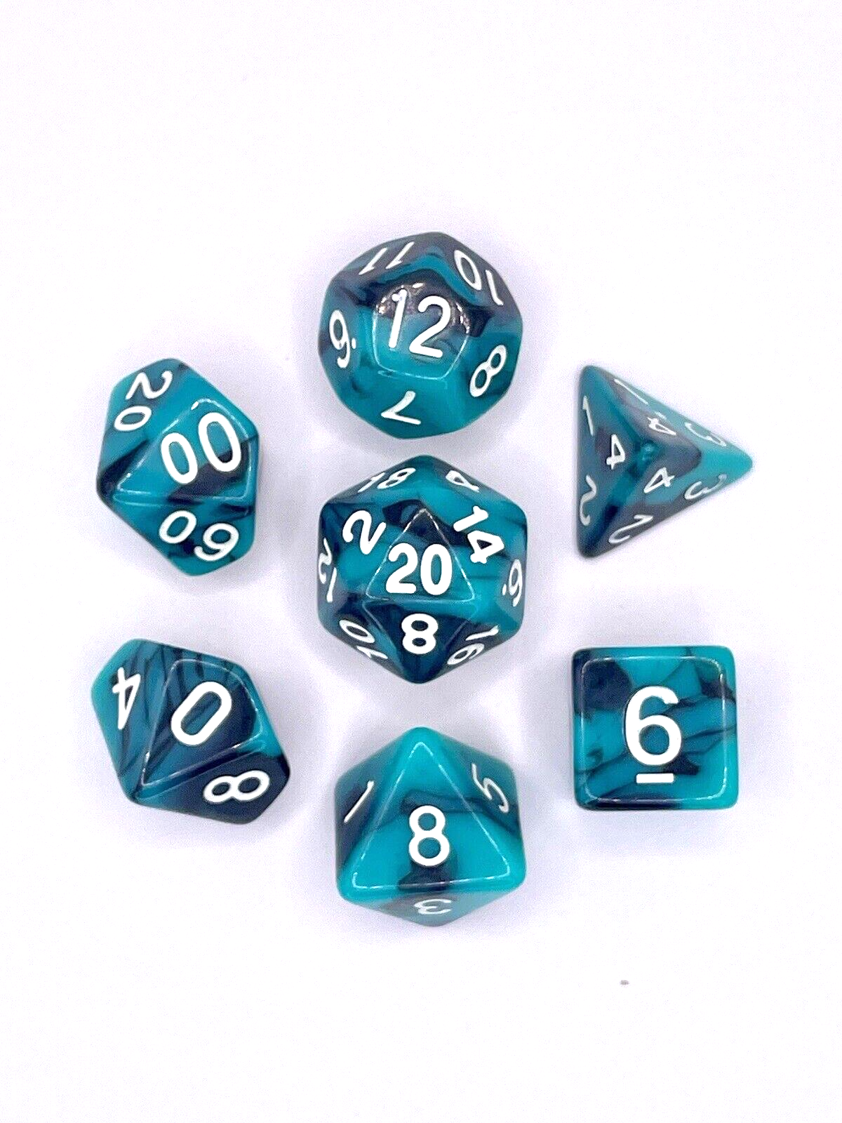 Green and Black Dark Aquamarine Marbled Acrylic Polyset