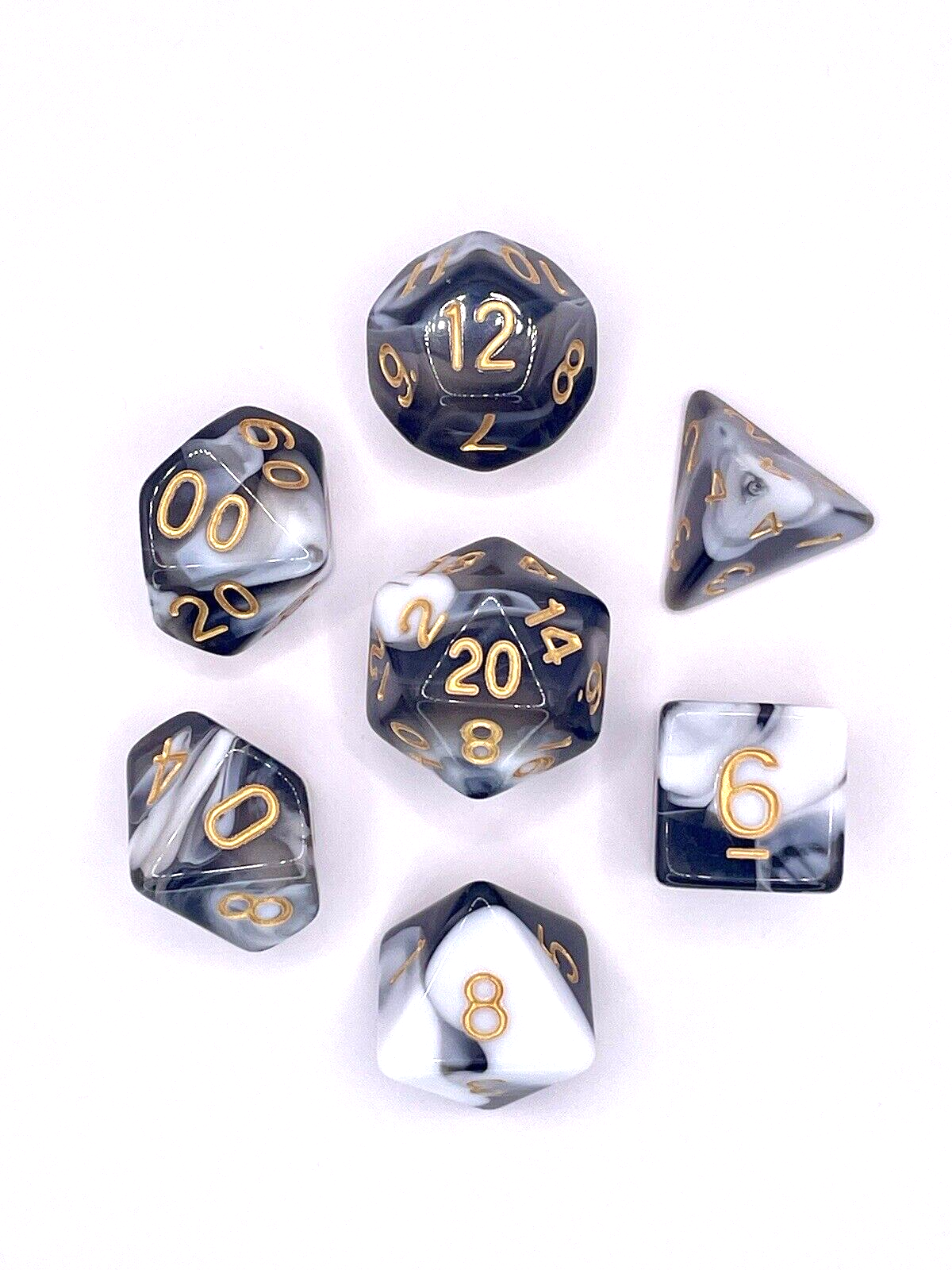 Smoky Darkness Black and White Marbled Acrylic Polyset