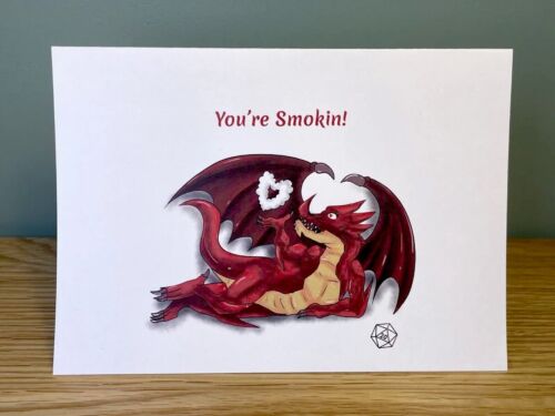 Handmade Valentine's or Anniversary Card - You're Smokin! - Dragon Card