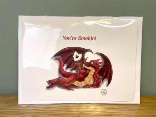 Handmade Valentine's or Anniversary Card - You're Smokin! - Dragon Card