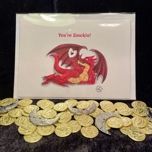 Handmade Valentine's or Anniversary Card - You're Smokin! - Dragon Card
