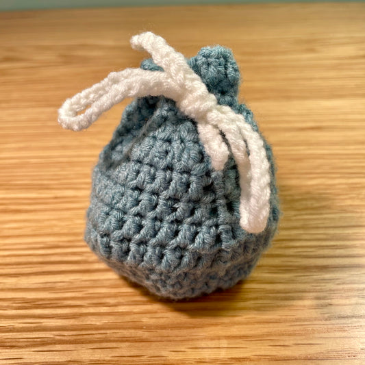 Blue Crochet Dice Pouch