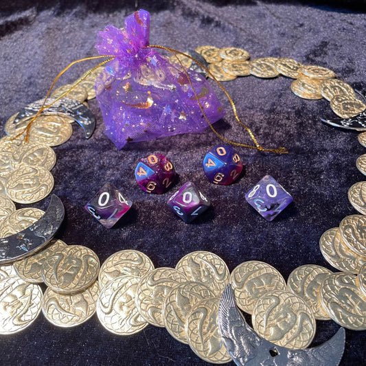 Purple Darkness Mixed Acrylic d10 Dice Booster Set