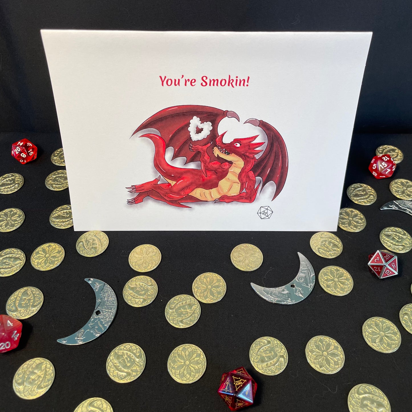Handmade Valentine's or Anniversary Card - You're Smokin! - Dragon Card