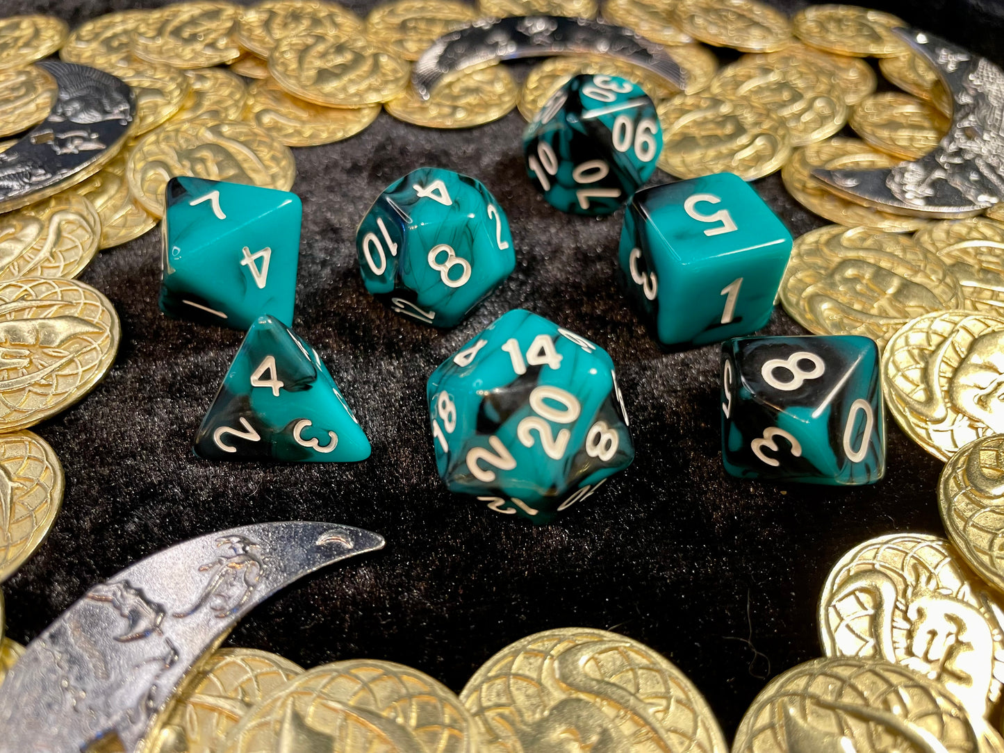 Green and Black Dark Aquamarine Marbled Acrylic Polyset