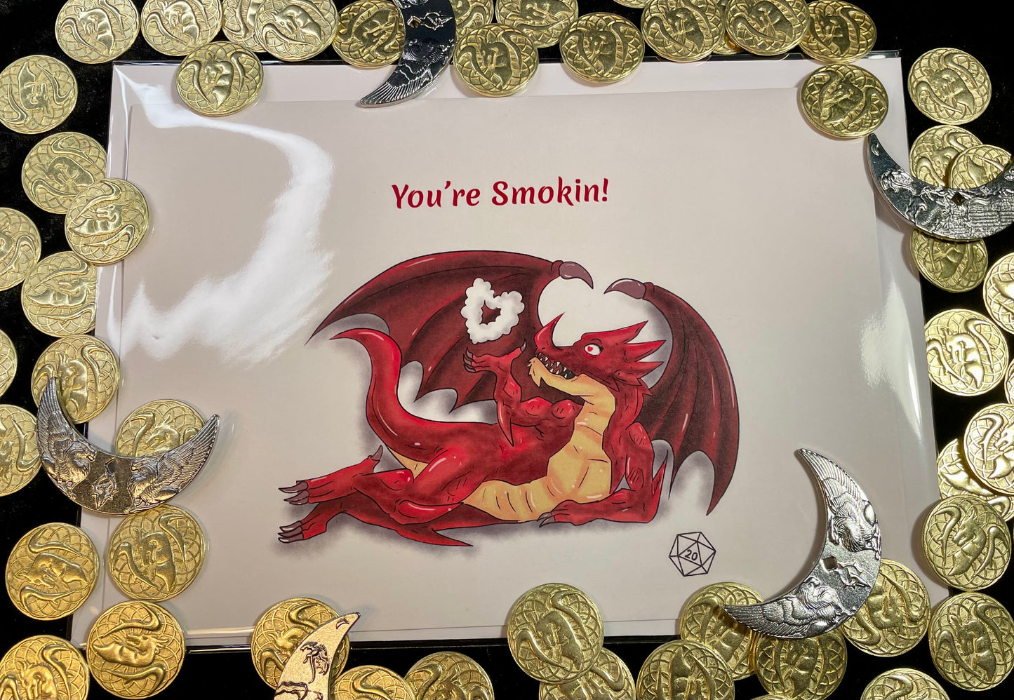 Handmade Valentine's or Anniversary Card - You're Smokin! - Dragon Card