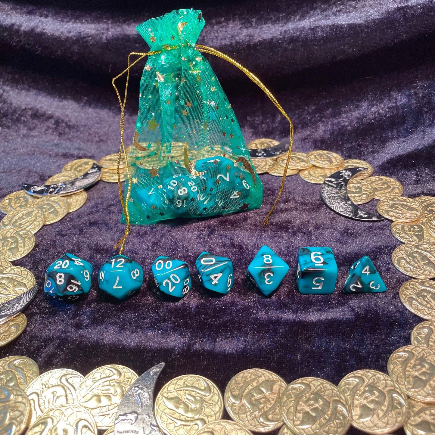 Green and Black Dark Aquamarine Marbled Acrylic Polyset
