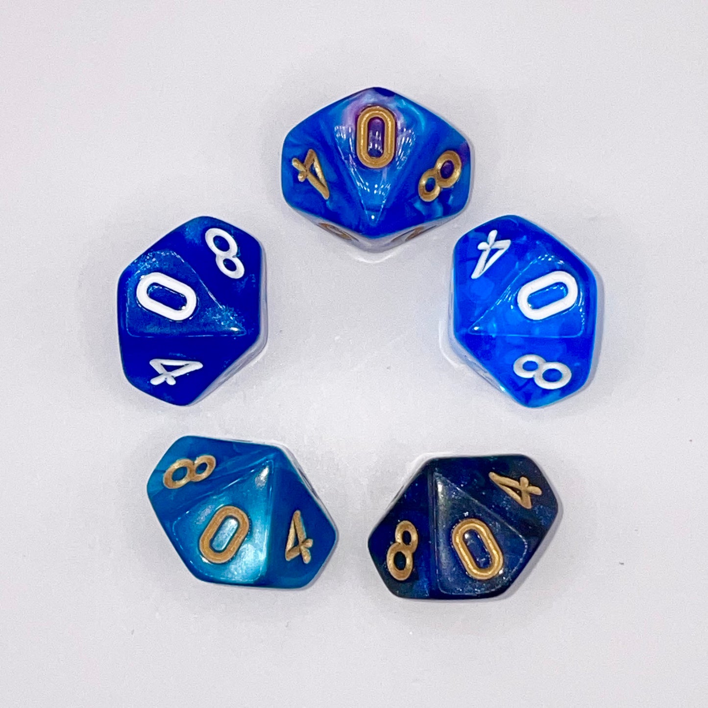 Blue Moon Mixed Acrylic d10 Dice Booster Set